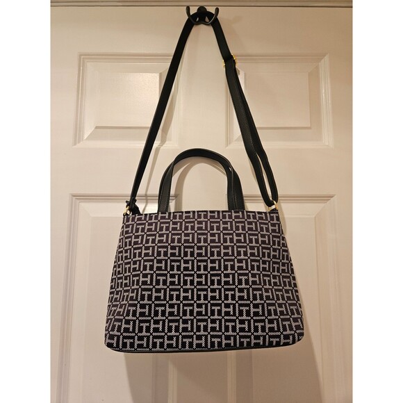 Tommy Hilfiger Purse 90's Y2K Fashion Black & White Shoulder Strap Top Handle - Picture 3 of 7